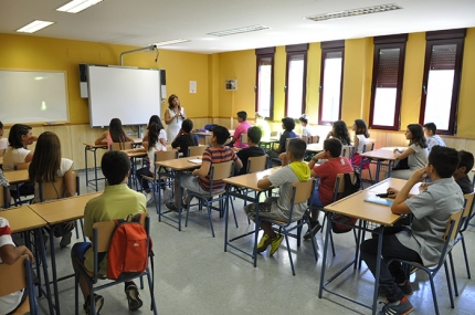 Una de las clases actuales de 1º de ESO del IES Aricel en la Casa de la Juventud 