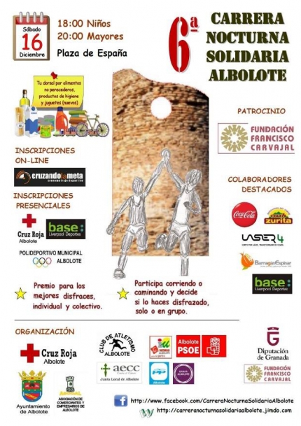 Cartel de la 6ª Carrera Nocturna Solidaria de Albolote 