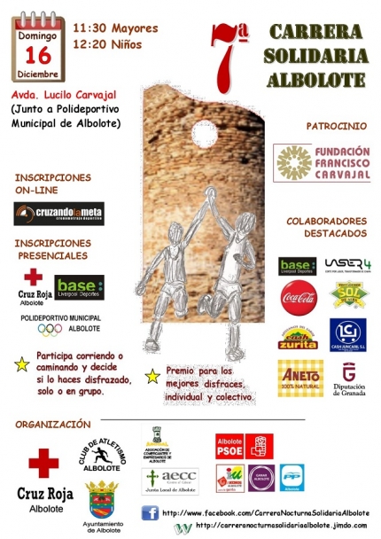 Cartel anunciador de la 7ª Carrera Solidaria de Albolote, que este año será por la mañana. 