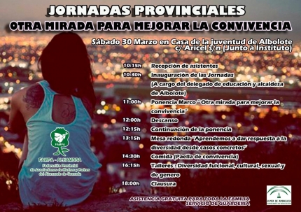 Cartel de las jornadas organizadas por FAMPA Alhambra. 