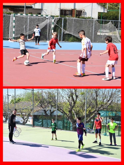 Escolares de Albolote practican fútbol en las Jornadas de Amistad y Deporte y tenis en el Campus Deportivo.