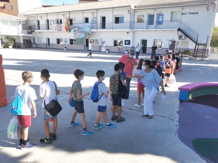 Alumnado del colegio Ave María el primer día del clase del nuevo curso, el pasado 10 de septiembre