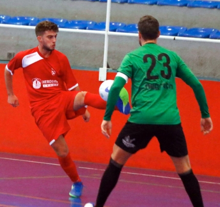 Una jugada del encuentro que el Albolote Futsal Herogra jugó ante Pozo Alcón (ALBOLOTE FUTSAL)