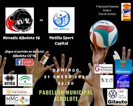 Cartel del partido entre Nevadis Albolote y Melilla Sport 