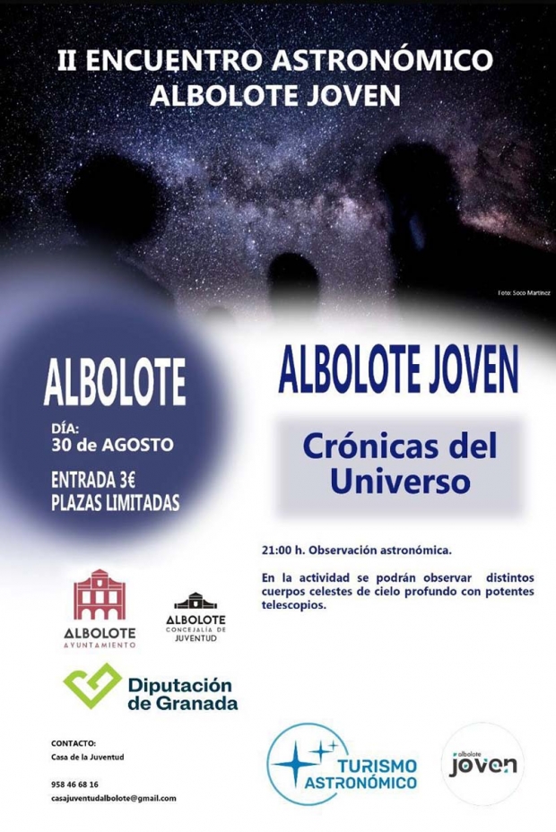 Cartel de la actividad astronómica del próximo 30 de agosto.