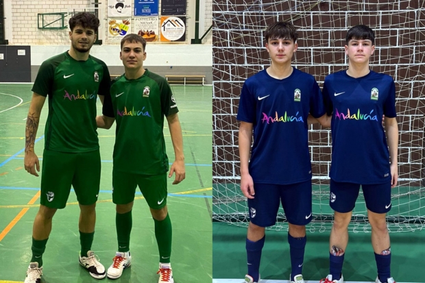 Daniel Rodriguo y David Parra, a la izquierda, junto a Raúl Muñoz y Antonio Calvo, derecha (ALBOLOTE FUTSAL)